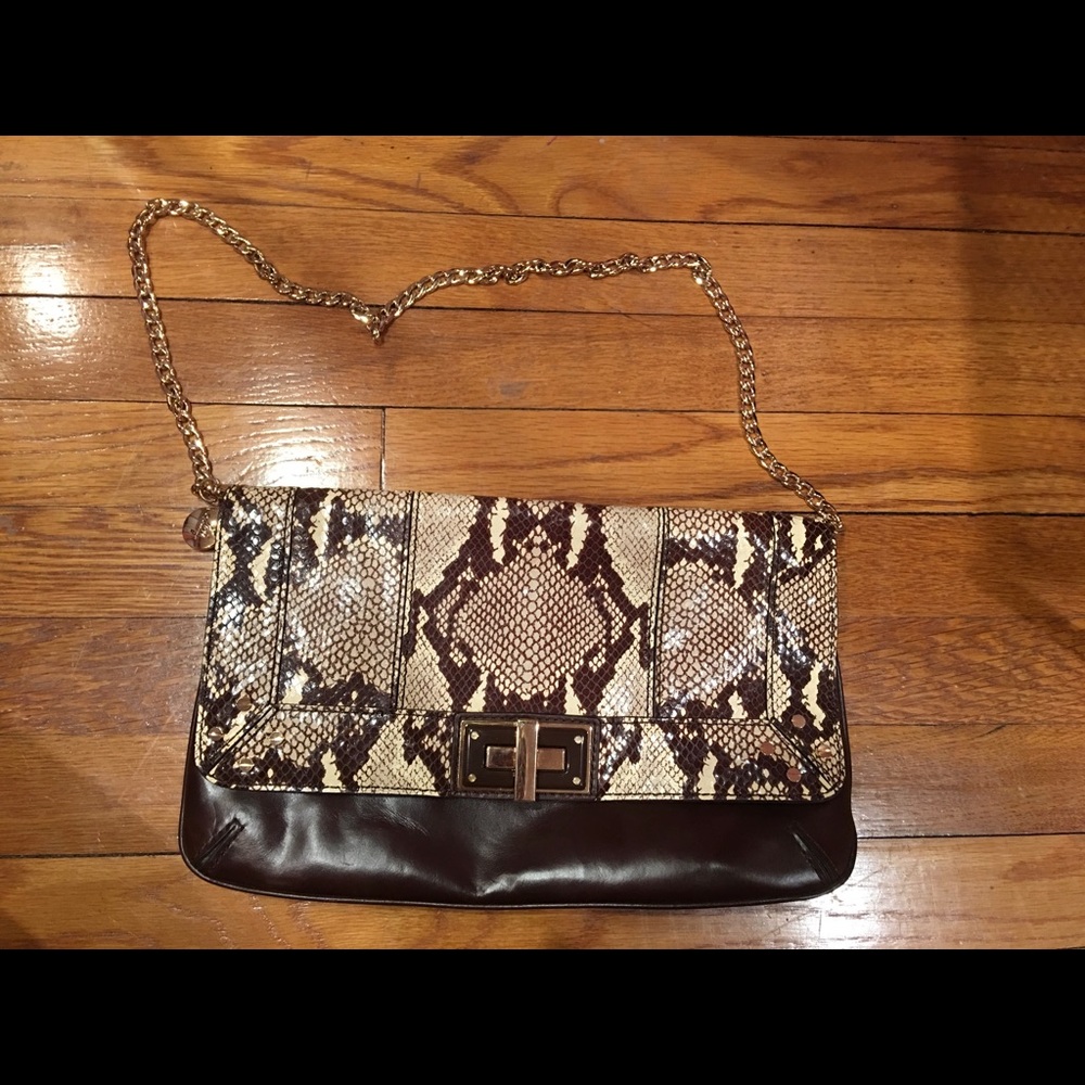 All leather python bag